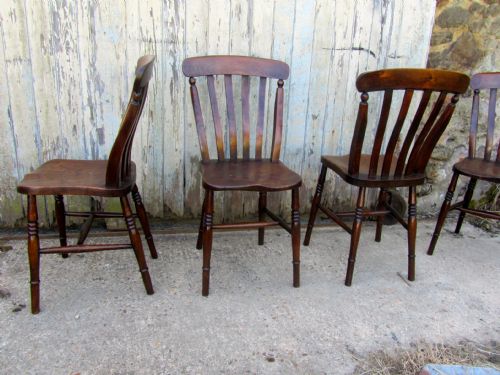 fig 2. Set of 4 Victorian Slat Back Farmhouse Kitchen Chairs