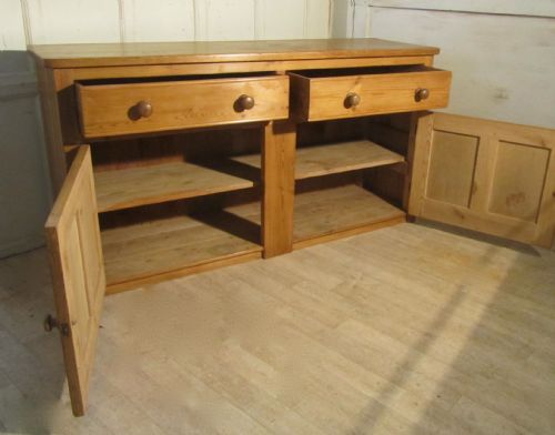 fig 1. Large Victorian Stripped Pine Dresser Base, Kitchen Cupboard, Sideboard