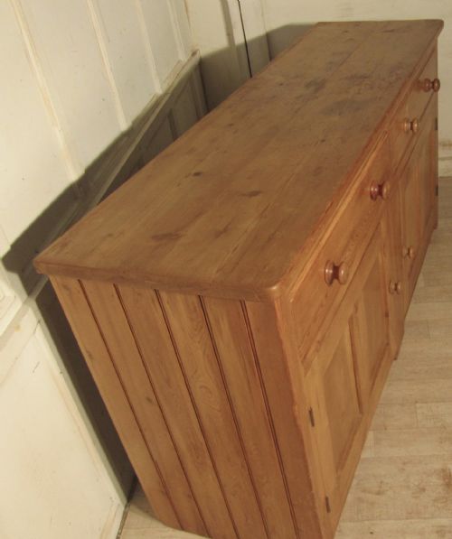 fig 2. Large Victorian Stripped Pine Dresser Base, Kitchen Cupboard, Sideboard