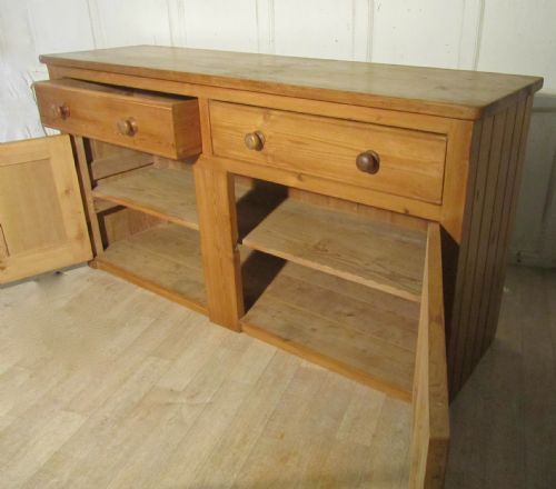fig 3. Large Victorian Stripped Pine Dresser Base, Kitchen Cupboard, Sideboard