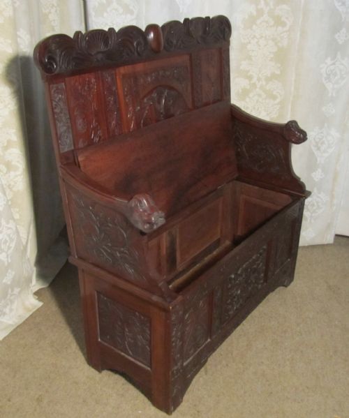 fig 1.  Carved High Back Carved Welsh Settle 