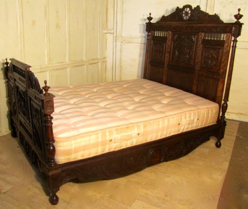 fig 2. Breton Carved Oak and Chestnut Marriage Double Bed