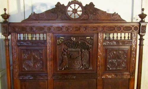 fig 3. Breton Carved Oak and Chestnut Marriage Double Bed