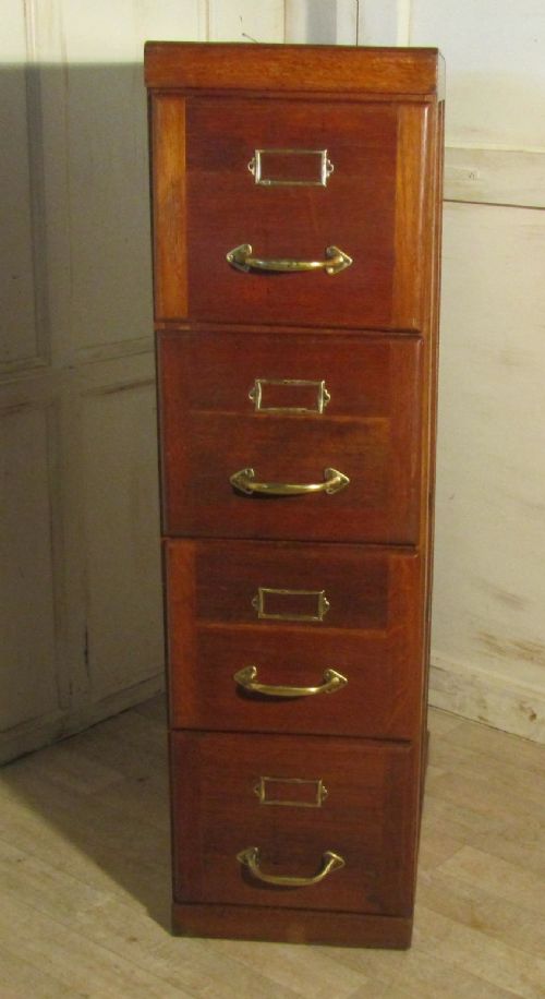 A Large Art Deco 4 Drawer Oak Filing Cabinet