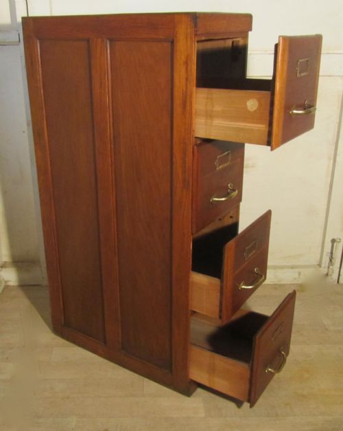 fig 1. A Large Art Deco 4 Drawer Oak Filing Cabinet