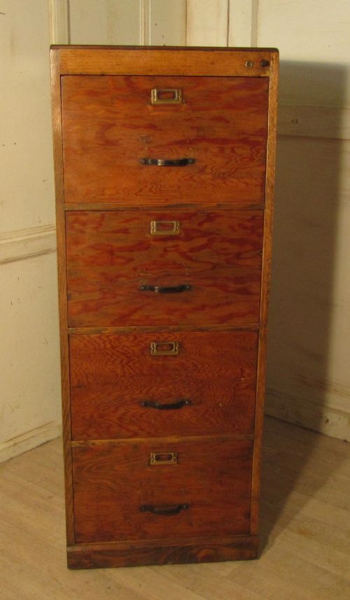 A Large Art Deco 4 Drawer Oak Filing Cabinet
