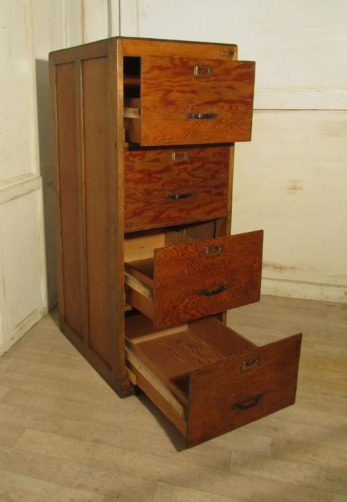 fig 1. A Large Art Deco 4 Drawer Oak Filing Cabinet