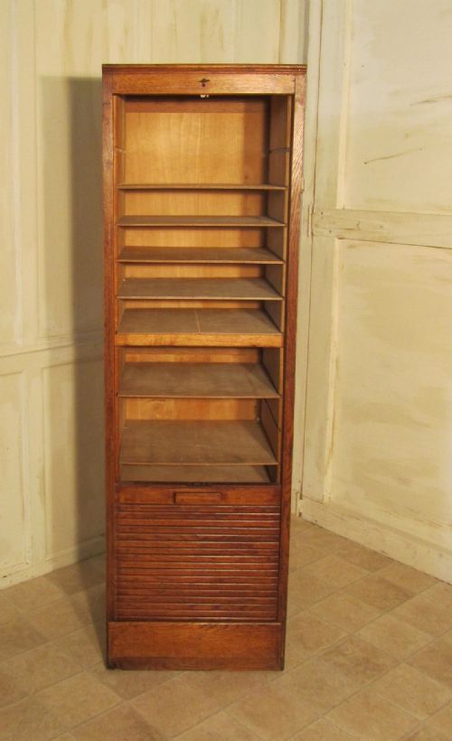 fig 2. A French Tambour Fronted Oak Art Deco Filing Cabinet