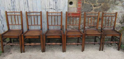 fig 1. 2 Sets of 6, Early 19th Century Clissett Style Elm and Ash Country Chairs