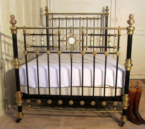 fig 1. Splendid Victorian Brass and Iron Double Bed, inlaid with Mother of Pearl