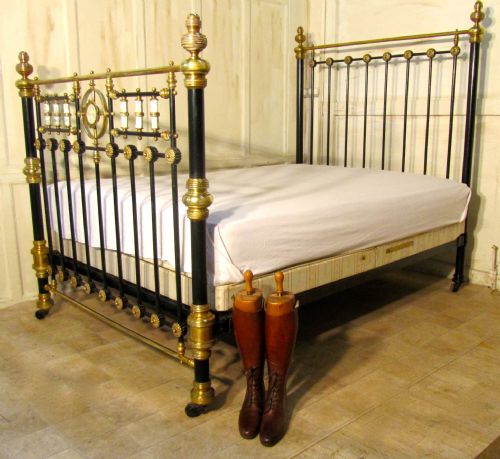 fig 3. Splendid Victorian Brass and Iron Double Bed, inlaid with Mother of Pearl