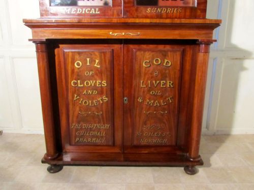 fig 2. Victorian Mahogany Sign Painted Chemist’s Cupboard