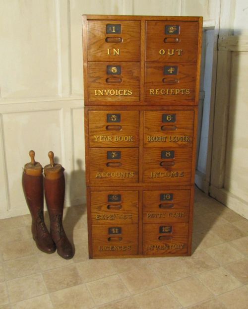 fig 1. Filing Cabinet, Bankers Drawers with Gold Lettering, Coffee tables