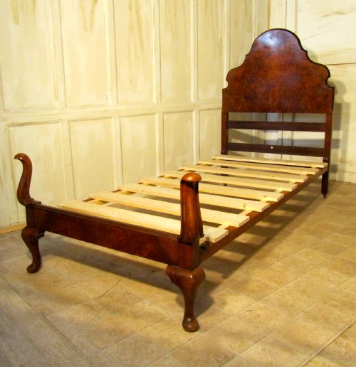 fig 1. A Superb Pair of Bur Walnut Art Deco Twin Beds, by Heals