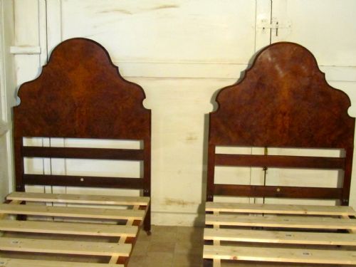 fig 2. A Superb Pair of Bur Walnut Art Deco Twin Beds, by Heals