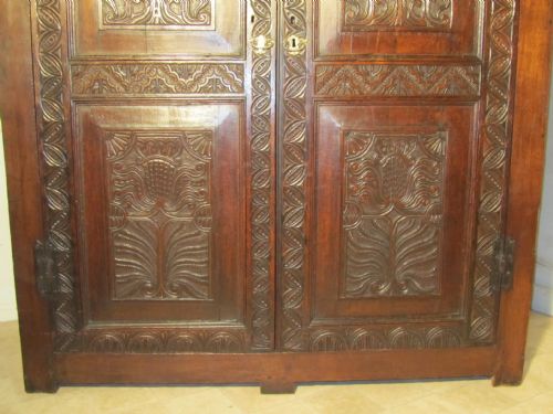 fig 2. 17th Century Carved Oak Wardrobe or Housekeepers Cupboard