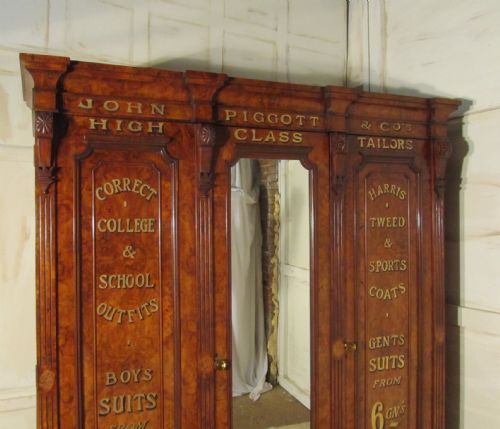fig 1. Victorian Walnut Gentleman’s Wardrobe from a Gentleman’s Outfitter Shop Display