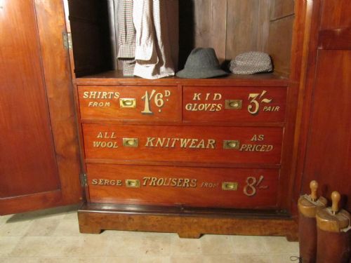 fig 3. Victorian Walnut Gentleman’s Wardrobe from a Gentleman’s Outfitter Shop Display