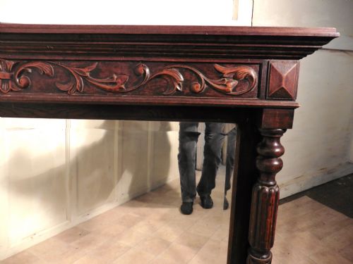 fig 1. French Carved Gothic Oak Over Mantle Mirror