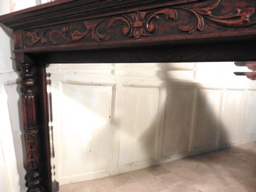 fig 2. French Carved Gothic Oak Over Mantle Mirror