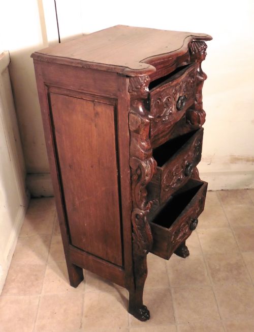 fig 2. French 19th Century Carved Oak and Chestnut Chest of Drawers
