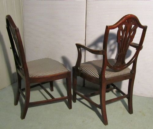 fig 1. A set of 8 Victorian Mahogany Shield Back Dining Chairs