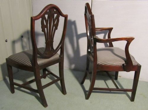 fig 2. A set of 8 Victorian Mahogany Shield Back Dining Chairs