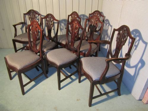 fig 3. A set of 8 Victorian Mahogany Shield Back Dining Chairs