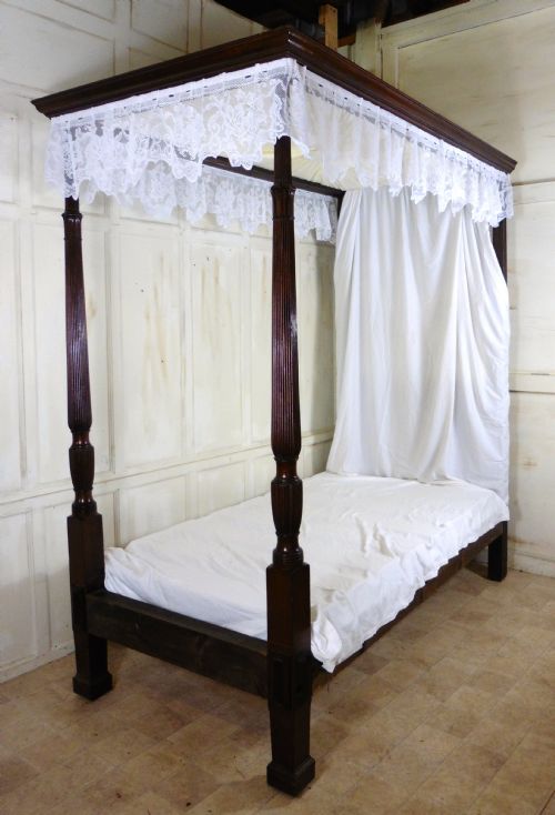 Charming Victorian Single Mahogany Four Poster Bed