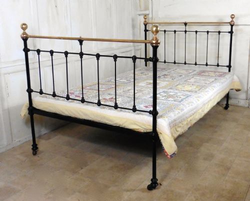 A Superb Quality, Heavy Victorian Brass and Iron 3/4 Double Bed