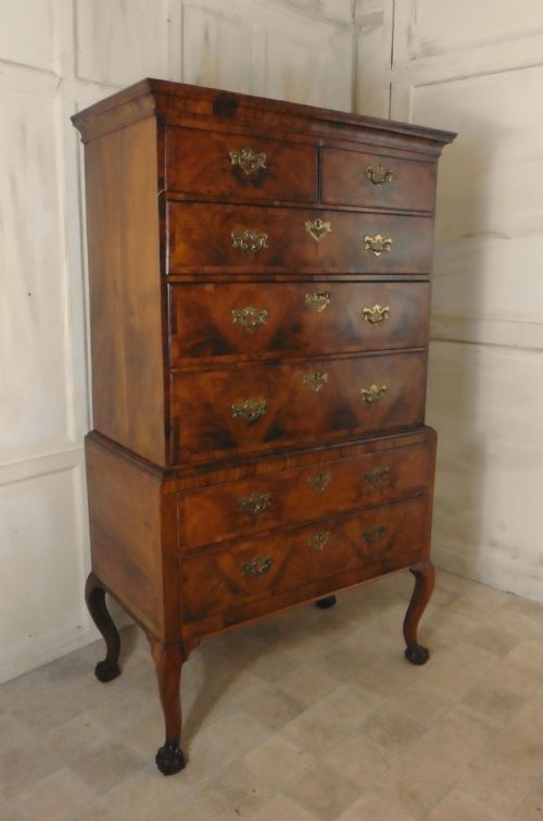 fig 1. Georgian 18th Century Walnut Chest on Stand, Chest on Chest
