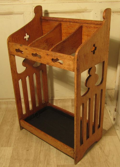 19th Century Ash Arts and Crafts Stick Stand or Umbrella Hall Stand