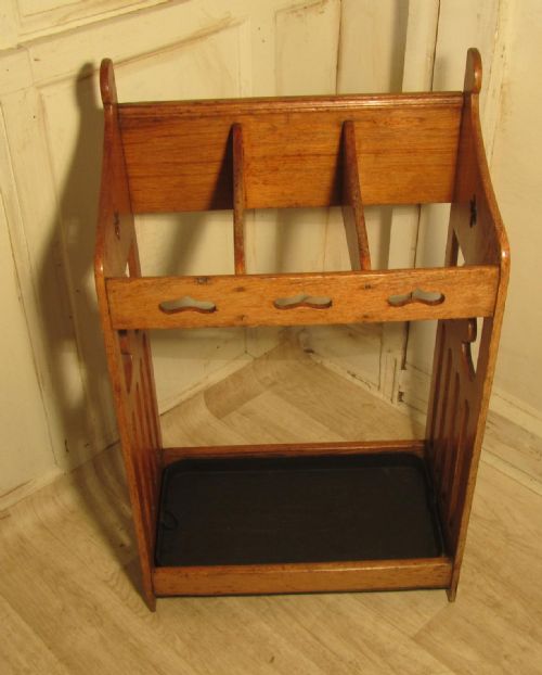 fig 2. 19th Century Ash Arts and Crafts Stick Stand or Umbrella Hall Stand
