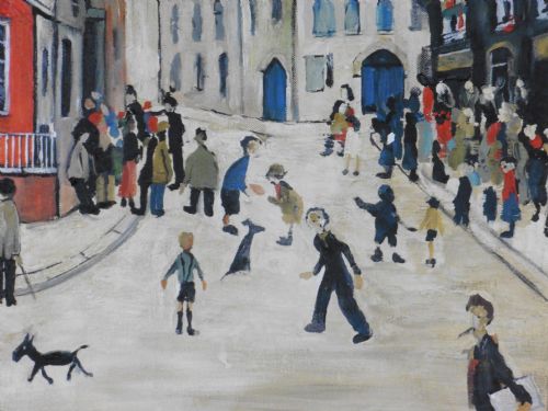 fig 2. Acrylic on Canvas “A Street in Clitheroe” by John Anderson after L.S.Lowry