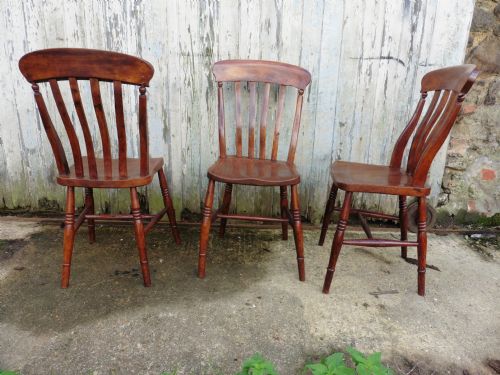 fig 1. A Harlequin Set of 6 Beech & Elm Country Kitchen Dining Chairs