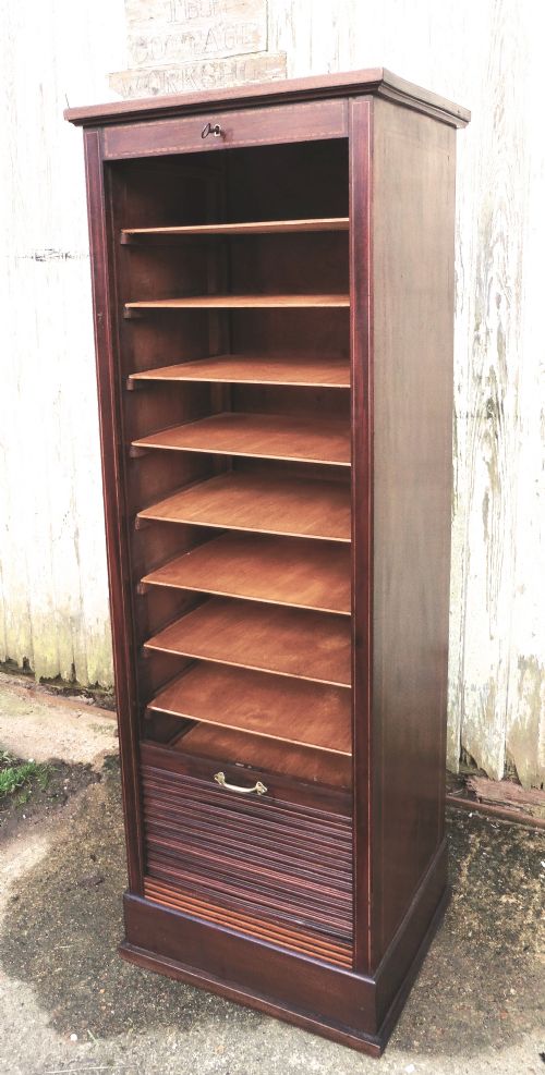 fig 1. Edwardian Inlaid Mahogany Tambour Filing Cabinet