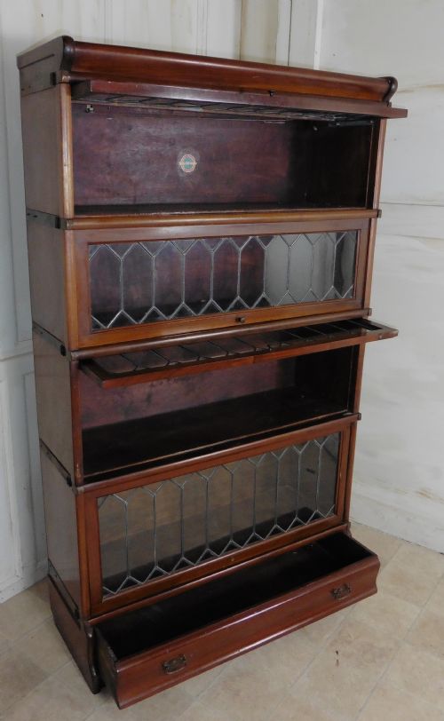 fig 1. 4 Stack Mahogany Globe Wernicke Barristers Bookcase or Filing Cabinet