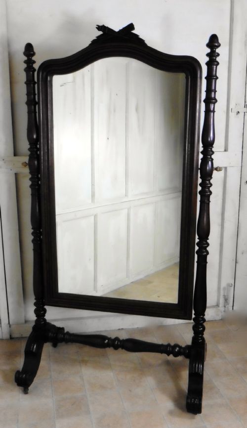 fig 1. Superb 19th Century Breton Oak Cheval Mirror  