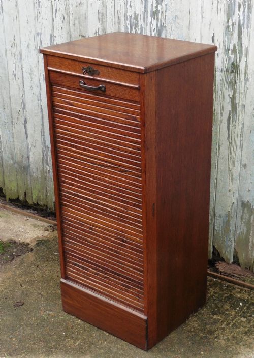 fig 2. French Tambour Fronted Oak Art Deco Filing Cabinet 