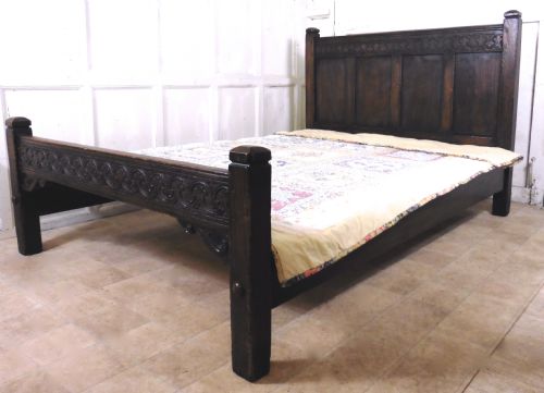 fig 1. A Superb Victorian Gothic Carved Oak Double bed