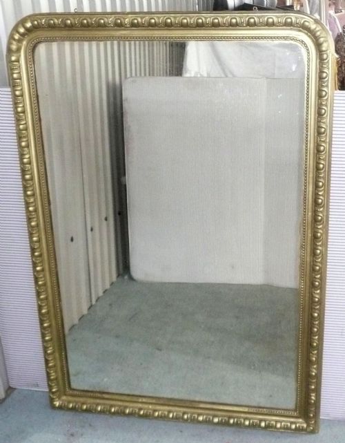 A Large French Gilt Arched Over Mantle Mirror