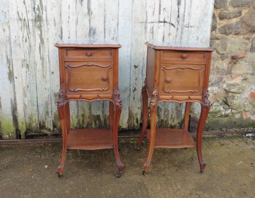 A Pair of French 19th Century Walnut Bedside Cabinets