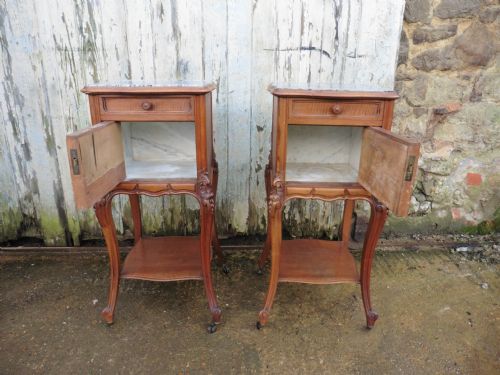 fig 1. A Pair of French 19th Century Walnut Bedside Cabinets  