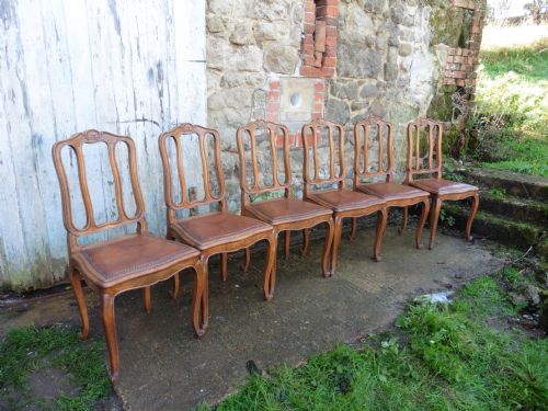 fig 3. A Large French Parquetry Draw Leaf Table and 6 Chairs