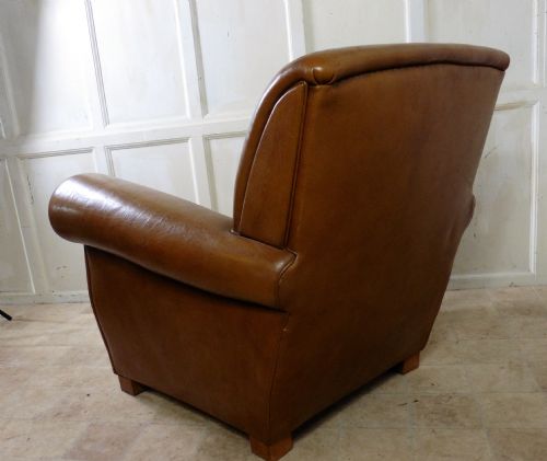 fig 3. French Aged Leather Art Deco Club Chair