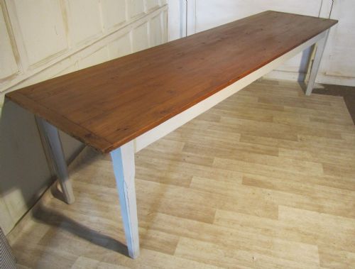 A Long French Pine Farmhouse Kitchen Table