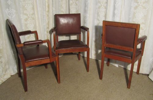 fig 1. Set of 8 Oak & Leather Boardroom or Dining Chairs by Heals
