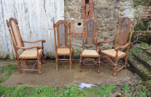 fig 1. Set of 8 Gothic Oak Dining Chairs in the Jacobean Style