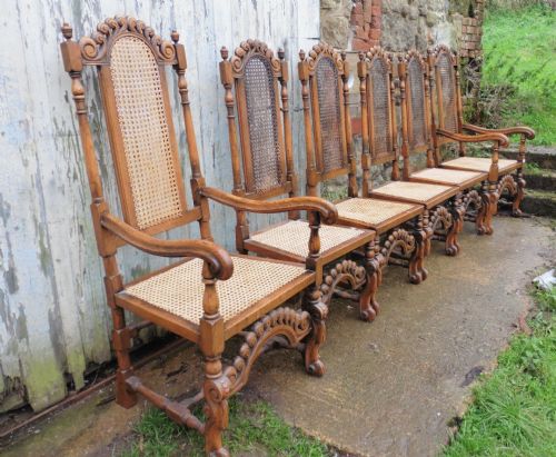 fig 2. Set of 8 Gothic Oak Dining Chairs in the Jacobean Style