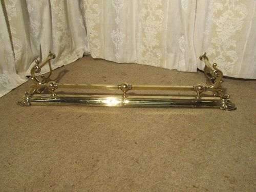 Large Victorian Art Nouveau Brass Fender
